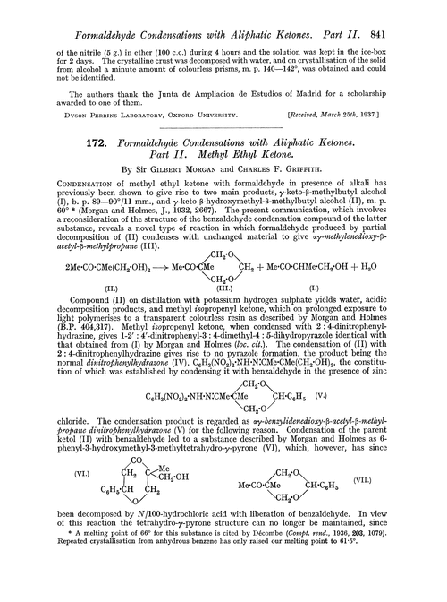 172. Formaldehyde condensations with aliphatic ketones. Part II. Methyl ethyl ketone