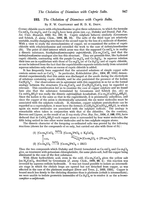 193. The chelation of diamines with cupric salts