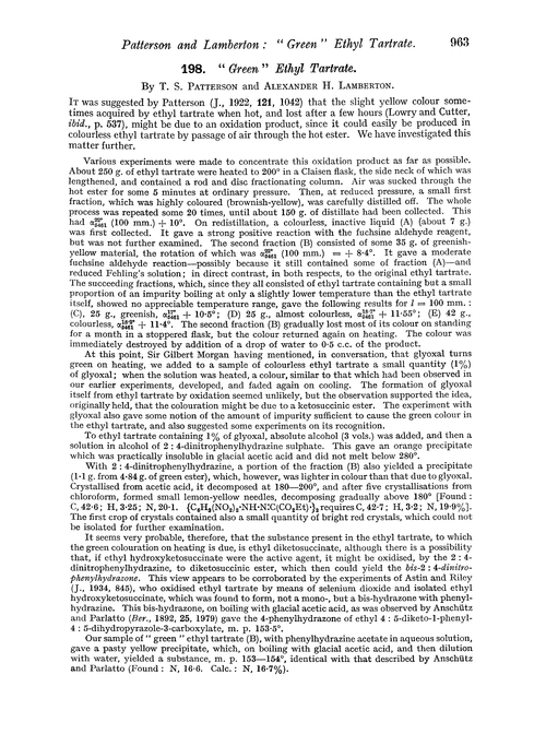 198. “Green” ethyl tartrate