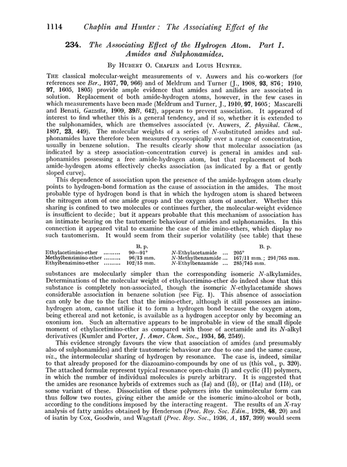 234. The associating effect of the hydrogen atom. Part I. Amides and sulphonamides