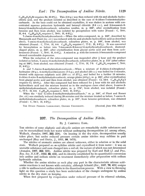 237. The decomposition of aniline nitrite