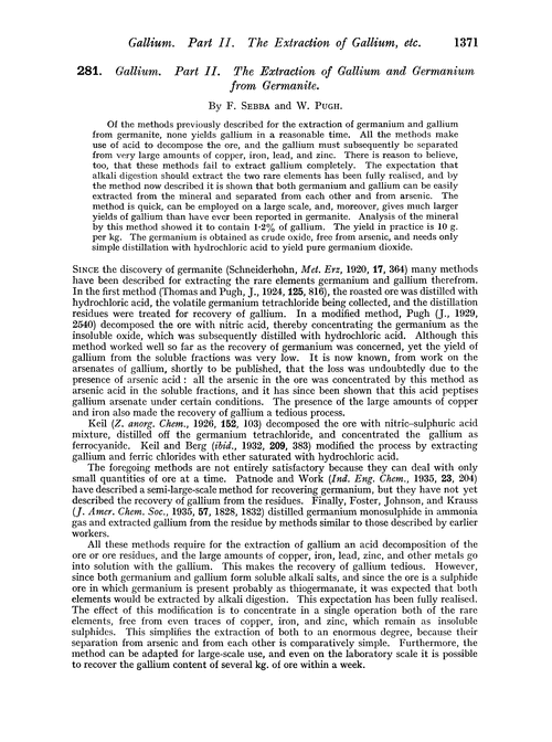 281. Gallium. Part II. The extraction of gallium and germanium from germanite