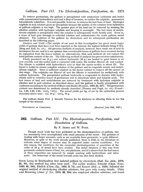 282. Gallium. Part III. The electrodeposition, purification, and dissolution of gallium