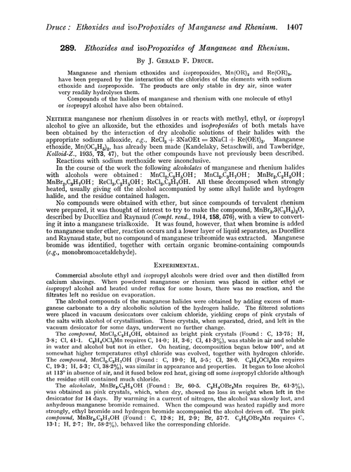 289. Ethoxides and isopropoxides of manganese and rhenium