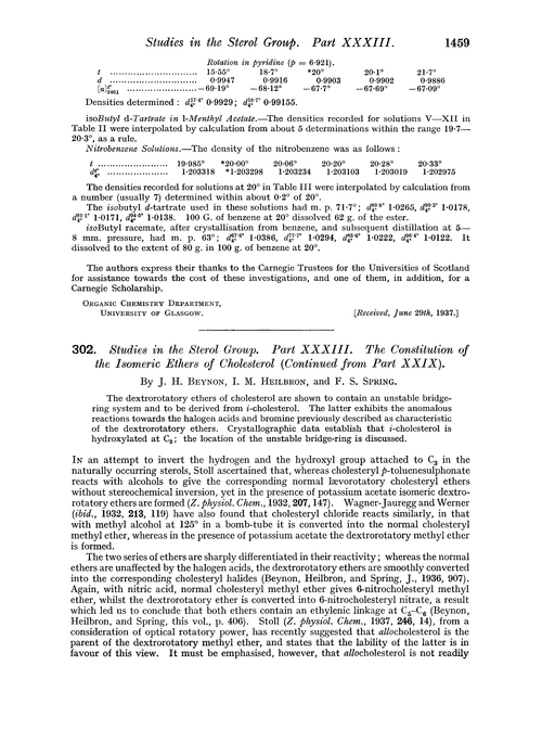 302. Studies in the sterol group. Part XXXIII. The constitution of the isomeric ethers of cholesterol (continued from part XXIX)