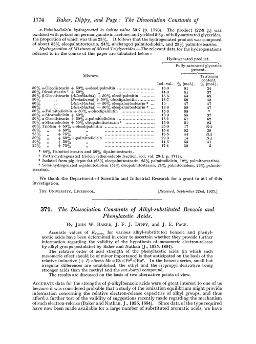 371. The dissociation constants of alkyl-substituted benzoic and phenylacetic acids