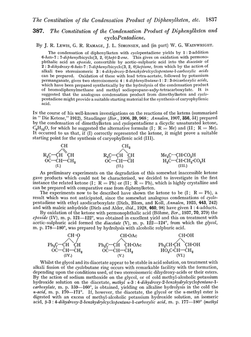 387. The constitution of the condensation product of diphenylketen and cyclopentadiene