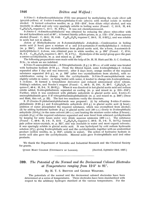 389. The potential of the normal and the decinormal calomel electrodes at temperatures ranging from 12·5° to 91°