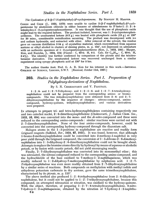 393. Studies in the naphthalene series. Part I. Preparation of polyhydroxy-derivatives of naphthalene