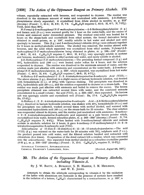 30. The action of the oppenauer reagent on primary alcohols, including vitamin-A