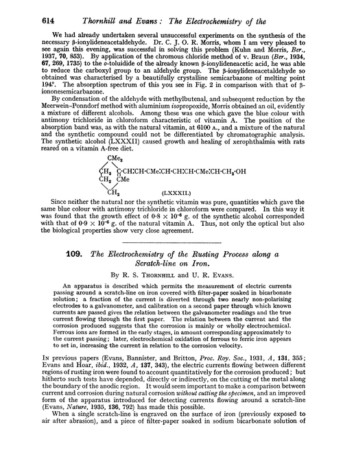 109. The electrochemistry of the rusting process along a scratch-line on iron