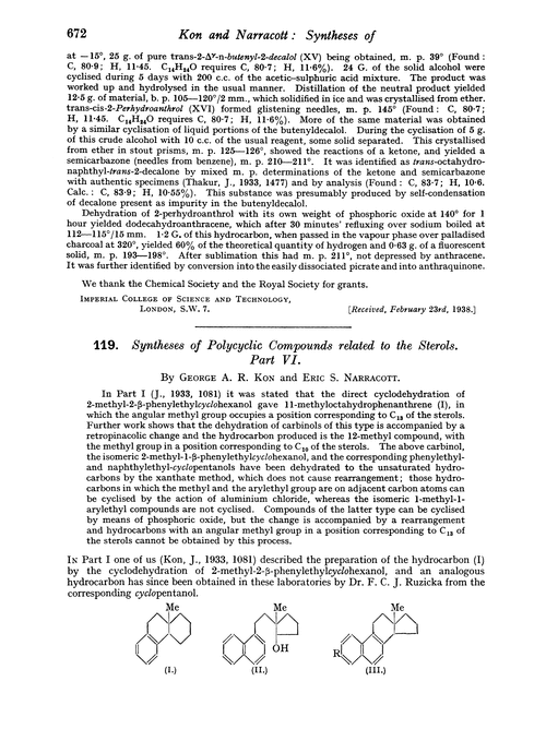 119. Syntheses of polycyclic compounds related to the sterols. Part VI