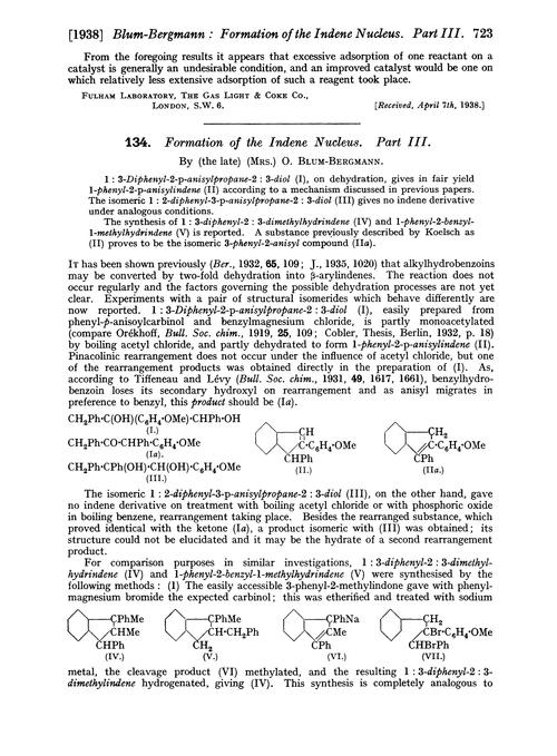 134. Formation of the indene nucleus. Part III