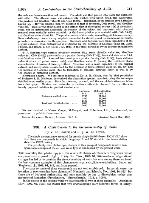 138. A contribution to the stereochemistry of anils