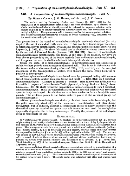 140. A preparation of m-dimethylaminobenzaldehyde. Part II