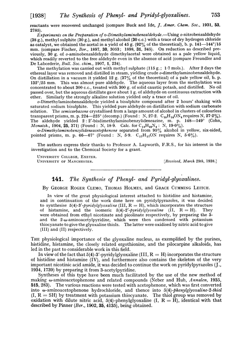 141. The synthesis of phenyl- and pyridyl-glyoxalines