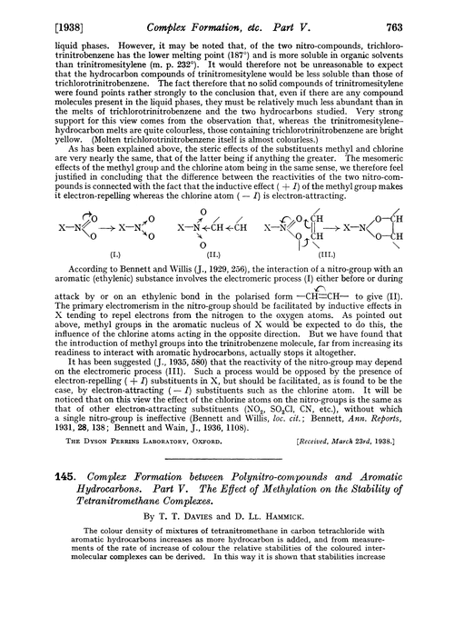 145. Complex formation between polynitro-compounds and aromatic hydrocarbons. Part V. The effect of methylation on the stability of tetranitromethane complexes
