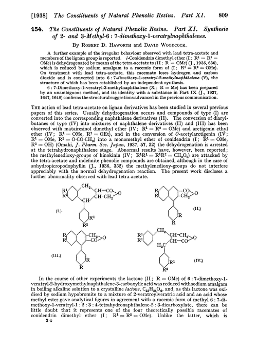 154. The constituents of natural phenolic resins. Part XI. Synthesis of 2- and 3-methyl-6 : 7-dimethoxy-1-veratrylnaphthalenes