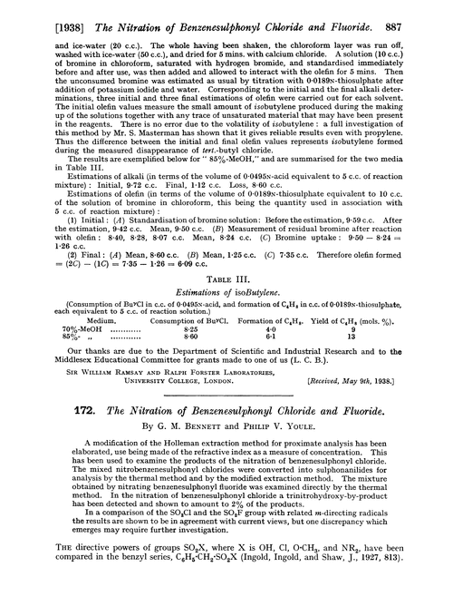 172. The nitration of benzenesulphonyl chloride and fluoride