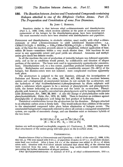 180. The reaction between amines and unsaturated compounds containing halogen attached to one of the ethylenic carbon atoms. Part II. The preparation and constitution of some new diamines