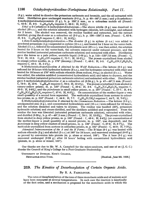 219. The kinetics of decarboxylation of certain organic acids