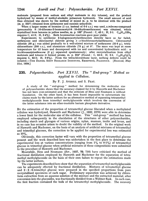 235. Polysaccharides. Part XXVII. The “end-group” method as applied to cellulose