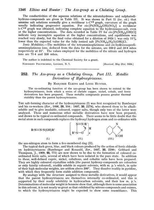 252. The azo-group as a chelating group. Part III. Metallic derivatives of hydroxytriazens