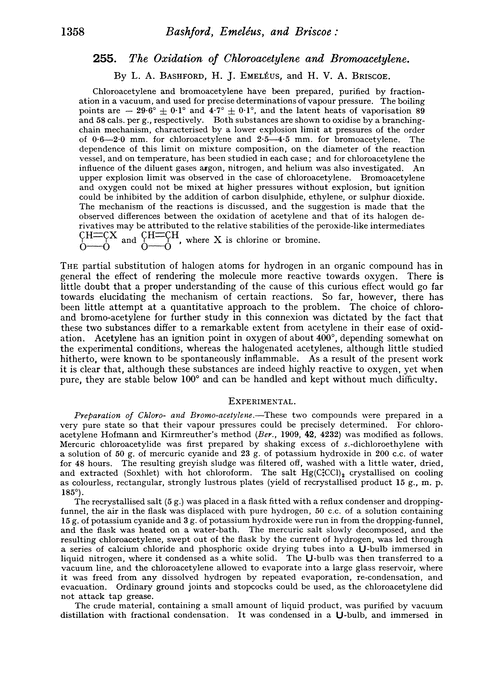 255. The oxidation of chloroacetylene and bromoacetylene