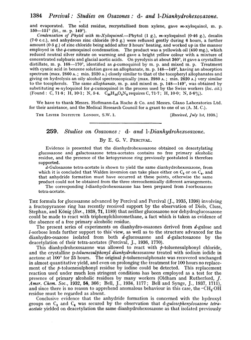 259. Studies on osazones : d- and l-dianhydrohexosazone