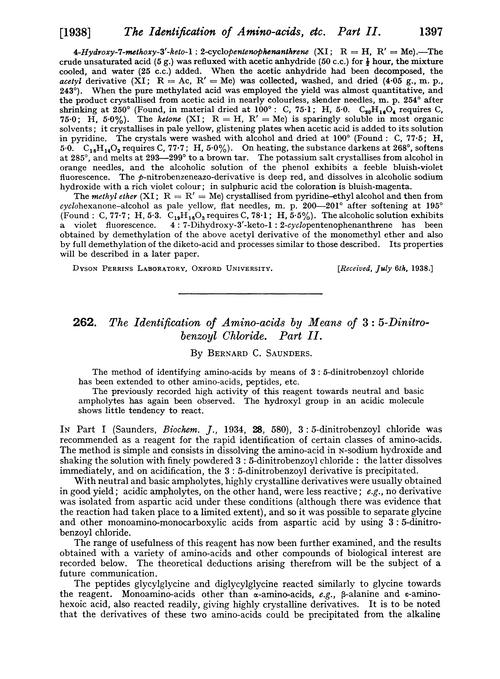 262. The identification of amino-acids by means of 3 : 5-dinitrobenzoyl chloride. Part II