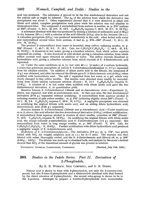 263. Studies in the indole series. Part II. Derivatives of 2-phenylindole