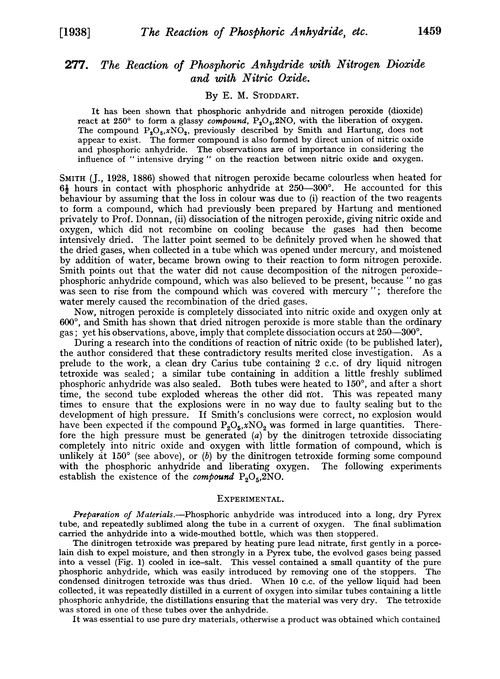 277. The reaction of phosphoric anhydride with nitrogen dioxide and with nitric oxide