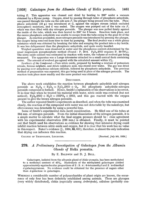 278. A preliminary investigation of galactogen from the albumin glands of Helix pomatia