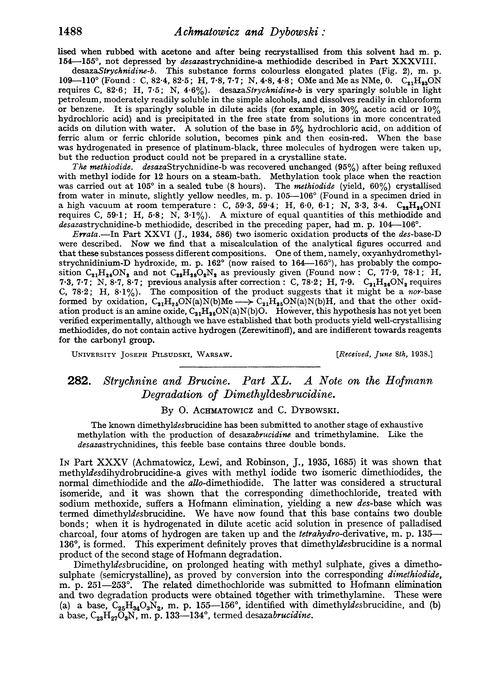 282. Strychnine and brucine. Part XL. A note on the Hofmann degradation of dimethyldesbrucidine