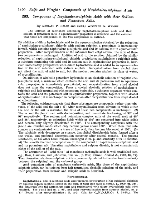283. Compounds of naphthalenesulphinic acids with their sodium and potassium salts