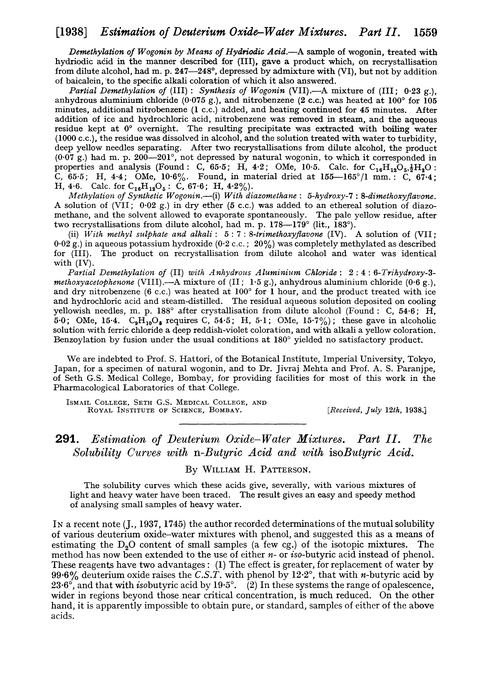 291. Estimation of deuterium oxide–water mixtures. Part II. The solubility curves with n-butyric acid and with isobutyric acid