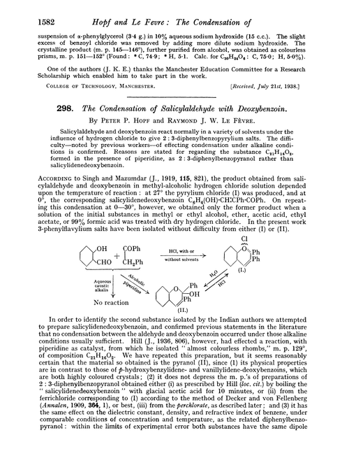 298. The condensation of salicyladehyde with deoxybenzoin