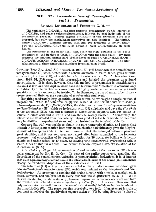 300. The amino-derivatives of pentaerythritol. Part I. Preparation