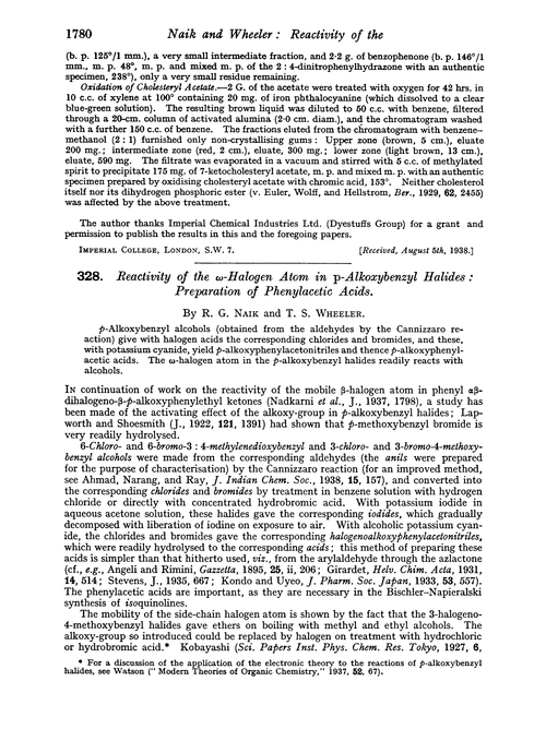 328. Reactivity of the ω-halogen atom in p-alkoxybenzyl halides: preparation of phenylacetic acids