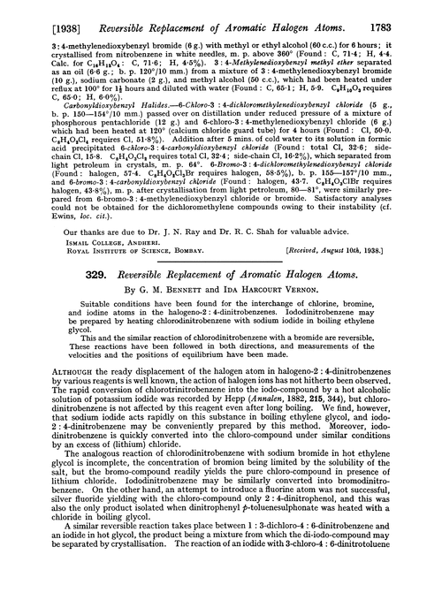 329. Reversible replacement of aromatic halogen atoms