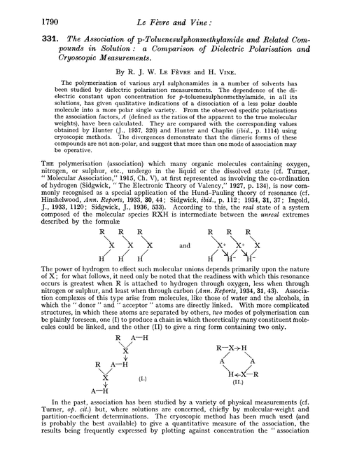 331. The association of p-toluenesulphonmethylamide and related compounds in solution: a comparison of dielectric polarisation and cryoscopic measurements