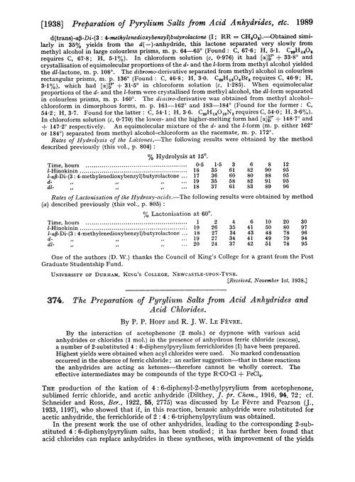 374. The preparation of pyrylium salts from acid anhydrides and acid chlorides