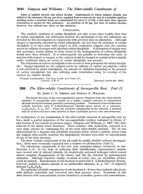 388. The ether-soluble constituents of sarsaparilla root. Part II