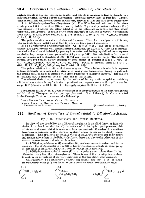 393. Synthesis of derivatives of quinol related to dihydroflavoglaucin