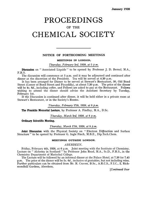 Proceedings of the Chemical Society