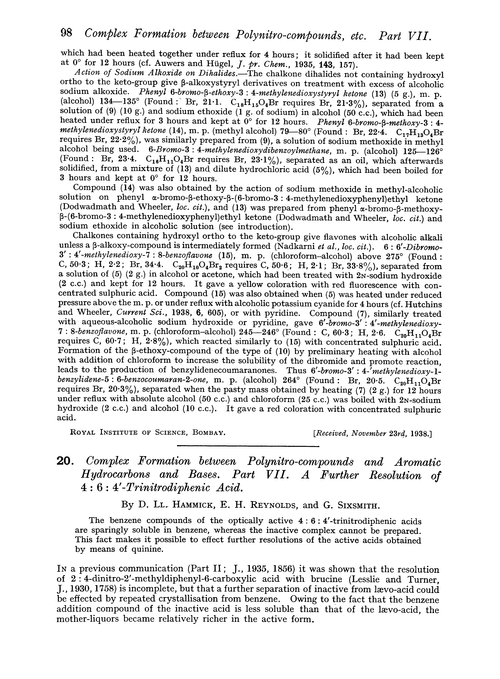 20. Complex formation between polynitro-compounds and aromatic hydrocarbons and bases. Part VII. A further resolution of 4 : 6 : 4′-trinitrodiphenic acid