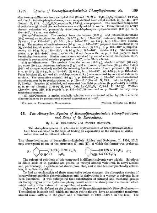 43. The absorption spectra of benzoylformyloxindole phenylhydrazone and some of its derivatives