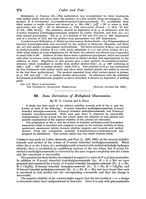 60. Some derivatives of methylated glucosamine