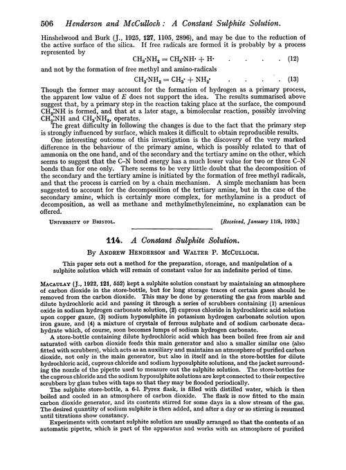 114. A constant sulphite solution