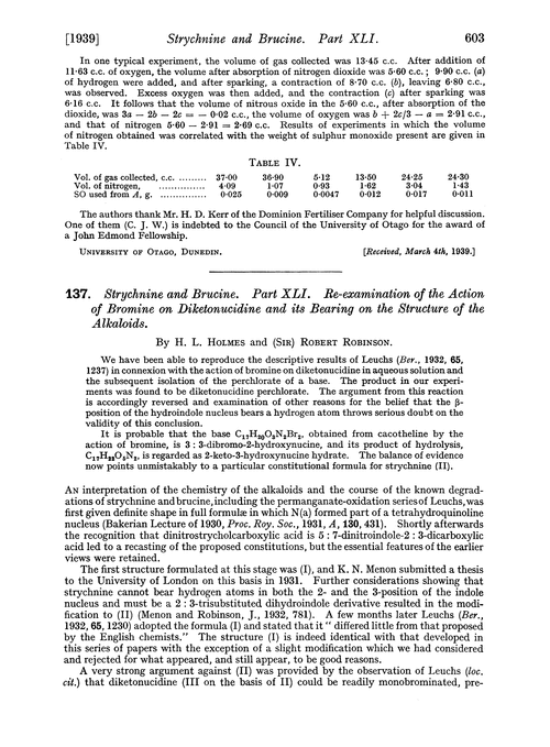137. Strychnine and brucine. Part XLI. Re-examination of the action of bromine on diketonucidine and its bearing on the structure of the alkaloids